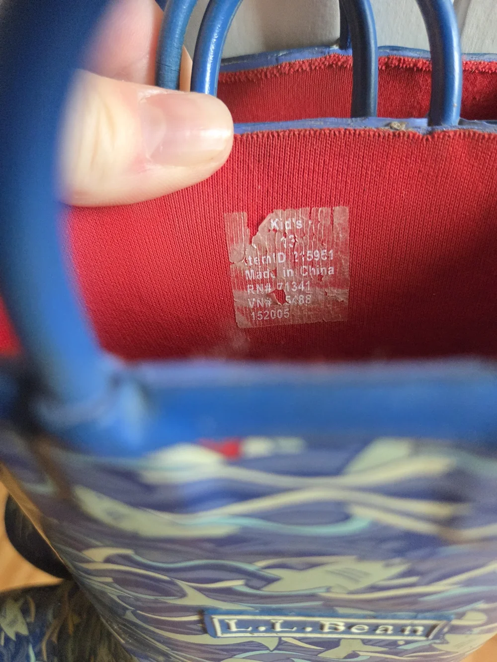 L.L. Bean Kids' Blue Shark Print Rain Boots